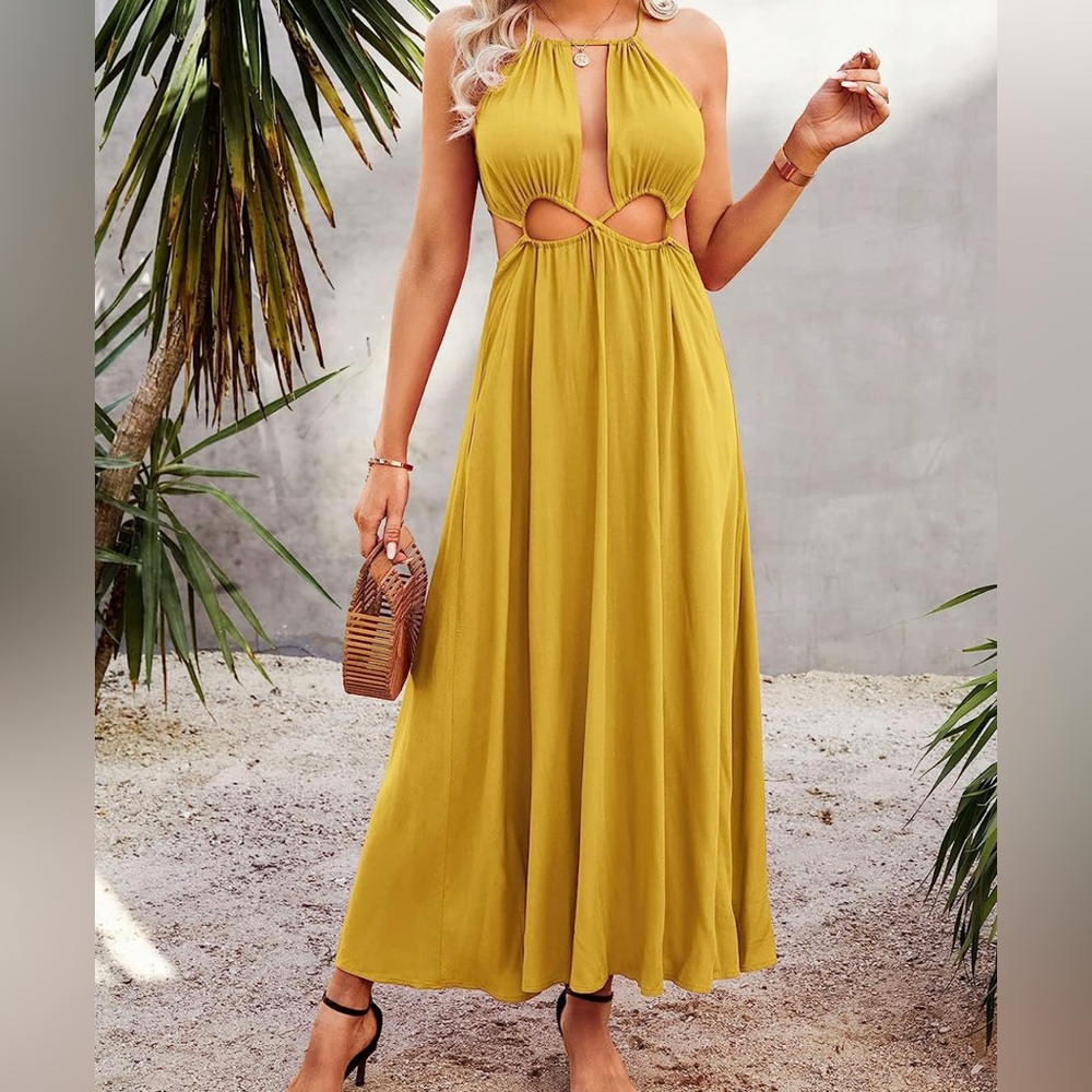 Women's A-Line Sleeveless Dress Floor-Lengths Summer Maxi Dresses.
